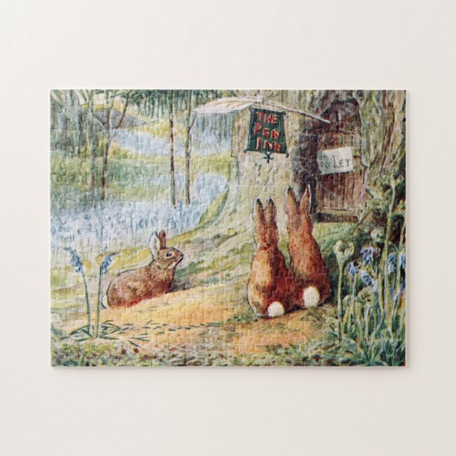 Vintagen drei Niedliche Kaninchen im Wald Puzzle (Horizontal)