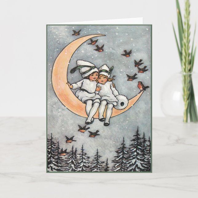 Vintagen Frohe Festtage Ausschreibungen Feiertagskarte (Vorderseite)