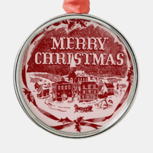 Vintagen frohen Weihnachten Ornament Aus Metall