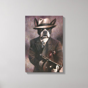 Vintagen Gangster Boston Terrier aus den 30er Jahr Leinwanddruck