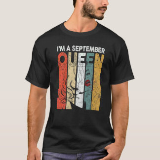 Vintagen Geburtstag bin ich ein September Queen Wo T-Shirt