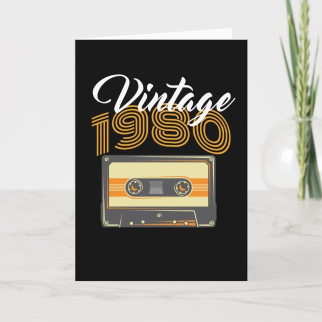 Vintagen Geburtstag der 1980-Musikkassette Karte (Vorderseite)