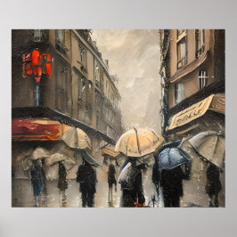 Vintagen Heavy Rain Paris Street der 20er Jahre Poster