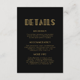 Vintagen Hochzeitsgast-Informationen aus den 20er  Begleitkarte