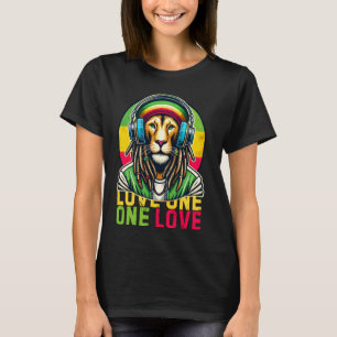 Vintagen Jamaikaner 1 Liebe Rasta Löwe Kopfhörer R T-Shirt