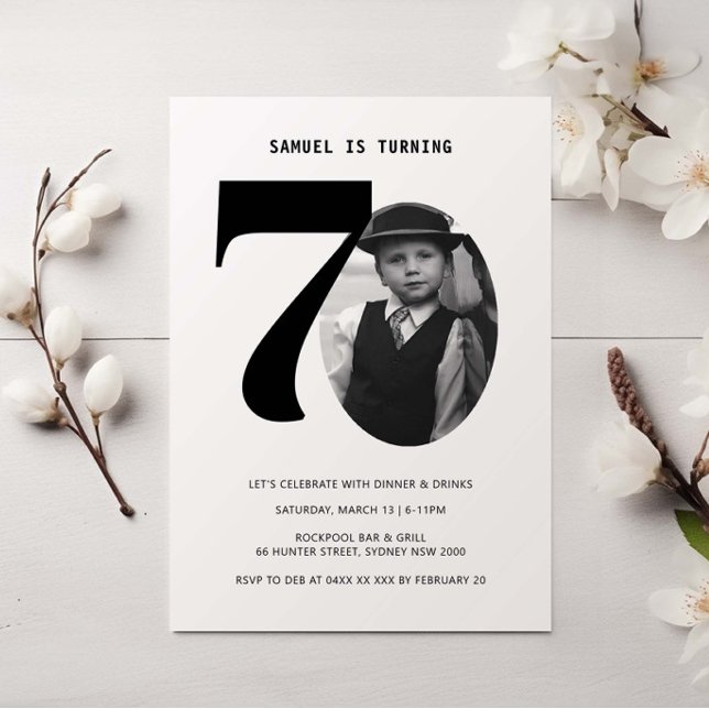 Vintagen Karierten 70. Geburtstag Foto Einladung (Von Creator hochgeladen)