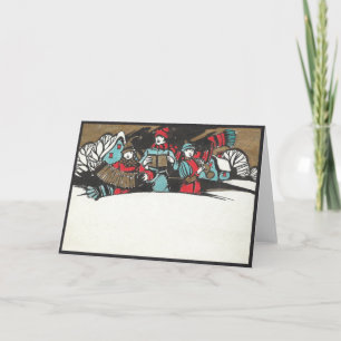 Vintagen Kinder der 1920er Jahre, die in einem Sno Karte