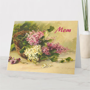 Vintagen Lilacs in einem Muttertag der Basette Karte