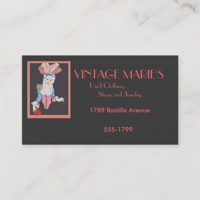 Vintagen Maries Visitenkarte (Vorderseite)
