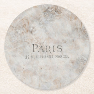 Vintagen Paris Imitate Granite Französischer Unte Runder Pappuntersetzer