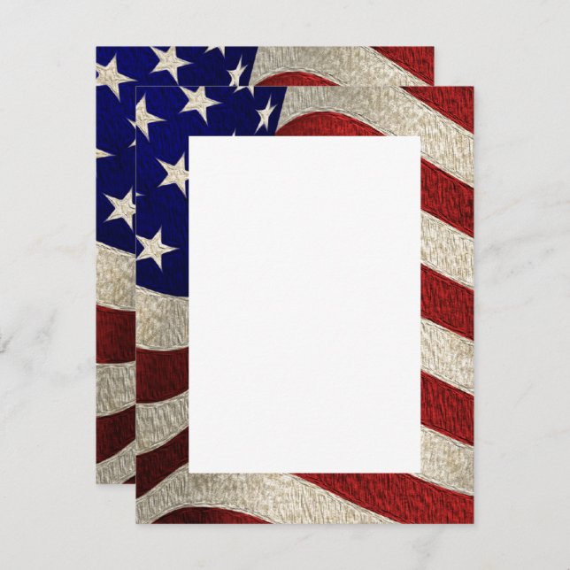 Vintagen Sterne hinzufügen US-Flag Einladung (Vorne/Hinten)