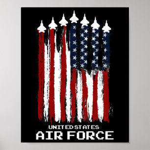 Vintagen US Air Force Veterans US American Flag 4t Poster
