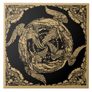Vintagen Vier Winde/Engel von Walter Crane Fliese