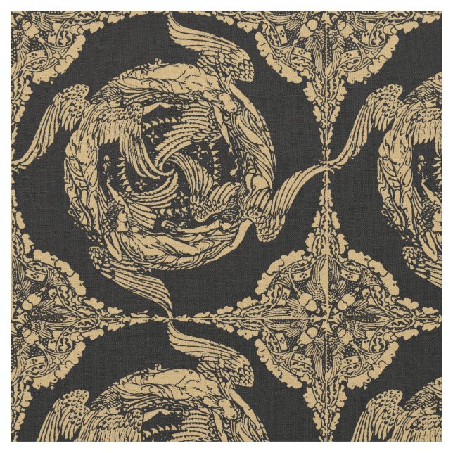 Vintagen Vier Winde/Engel von Walter Crane Stoff (Nahaufnahme)