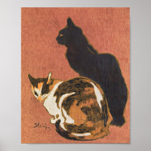 Vintagen zwei Katzen, die Steinlen malen Poster