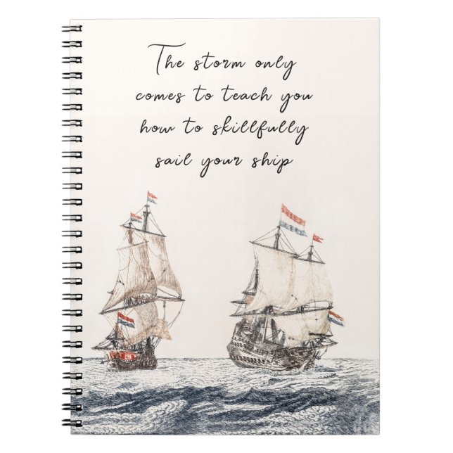 Vintagen zwei Segelschiffe auf See Johan Teyler Notizblock (Vorderseite)