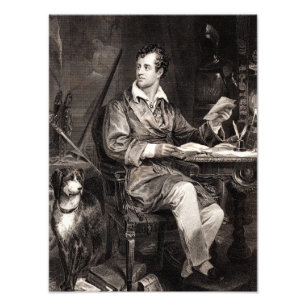Vintager 1800s Lord Byron Portrait Victorian Poet Fotodruck