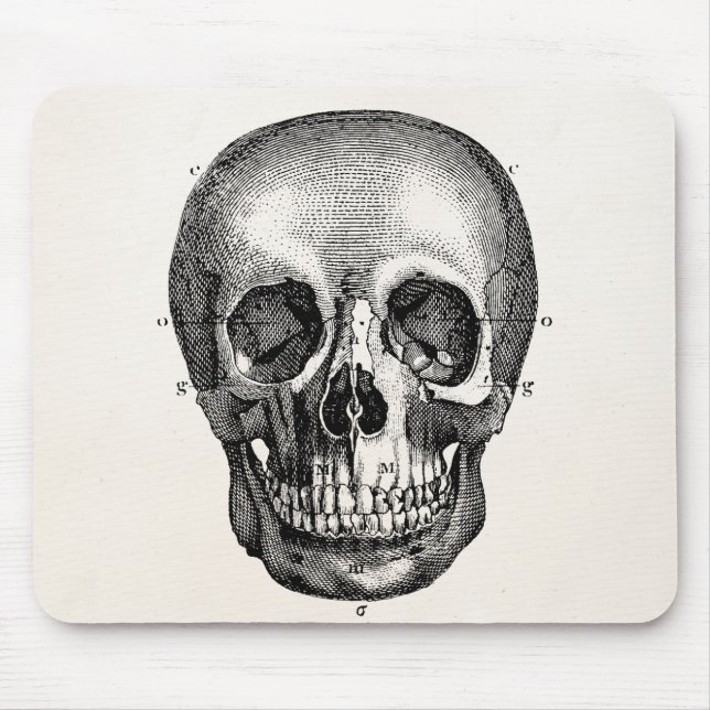 Vintager 1800s Schädel-Retro Schädel Skeleton Mousepad (Vorne)