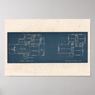 Vintager 1927 Druck-Plan des Haus-Entwurfs-10A8 Poster