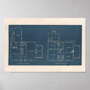 Vintager 1927 Plan-Druck des Haus-Entwurfs-10A7 Poster