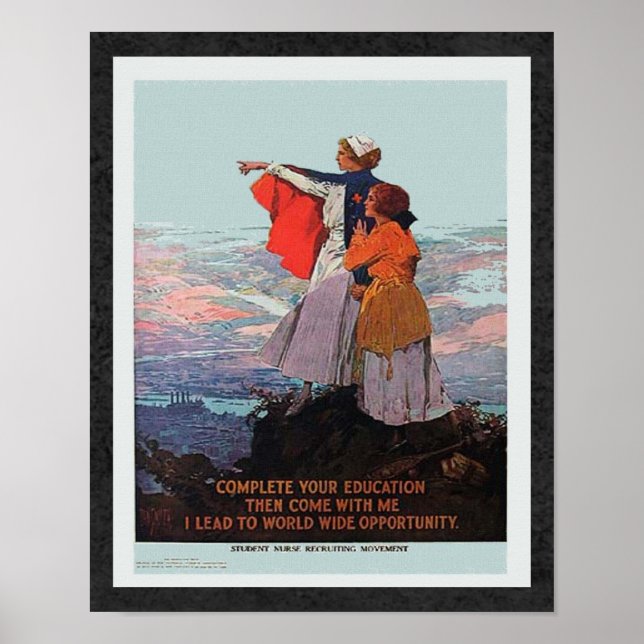 Vintager 1. Weltkrieg Einstellung von Krankenschwe Poster (Vorne)
