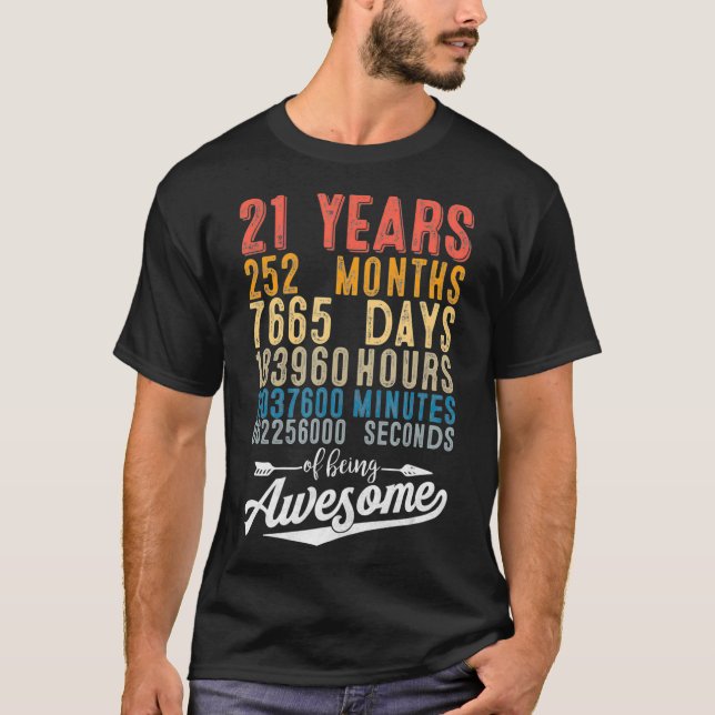 Vintager 21. Geburtstag Countdown Retro 21 Jahre a T-Shirt (Vorderseite)