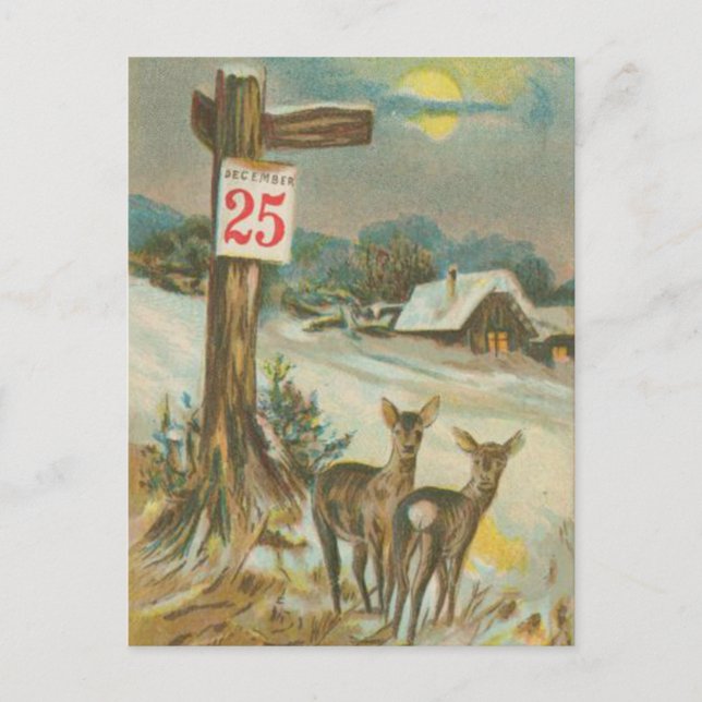 Vintager 25. Dezember Postkarte (Vorderseite)