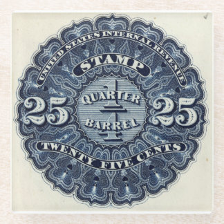 Vintager 25c Bier Revenue Briefmarke Glass Unterse Glasuntersetzer