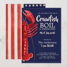 Vintager 4. Juli Crawfish Boil Sommer Party Einladung