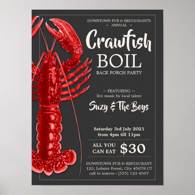 Vintager 4. Juli Crawfish Party Restaurant Poster (Vorne)