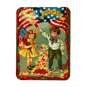 Vintager 4. Juli Feuerwerk Magnet