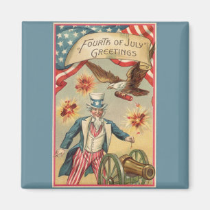 Vintager 4. Juli Feuerwerk mit Uncle Sam Magnet