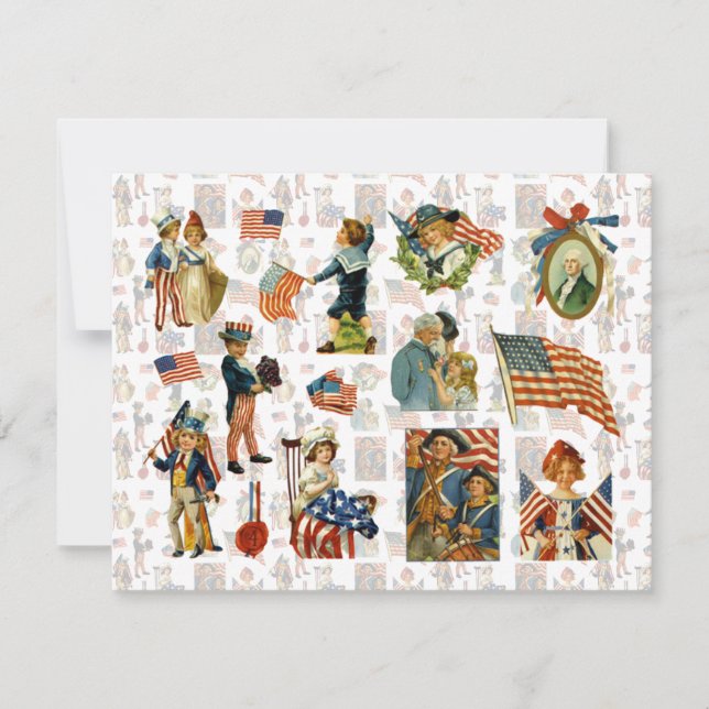 Vintager 4. Juli GRILLEN Einladung (Vorderseite)