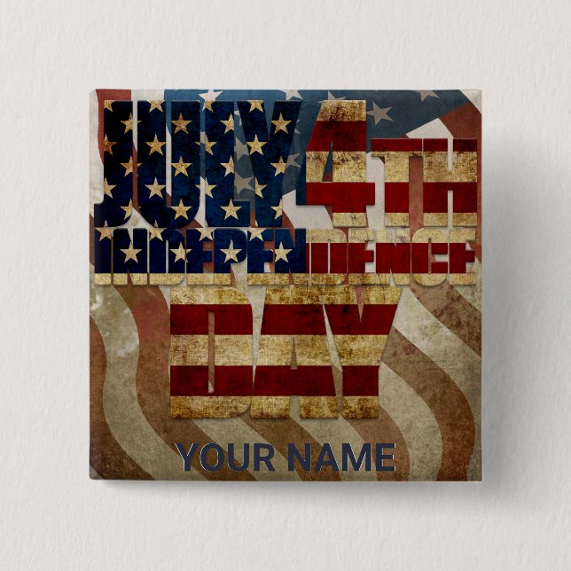 Vintager 4. Juli Unabhängigkeitstag Button (Vorderseite)