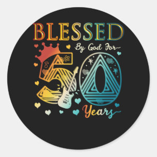 Vintager 50. Geburtstag, von Gott gesegnet für 50 Runder Aufkleber