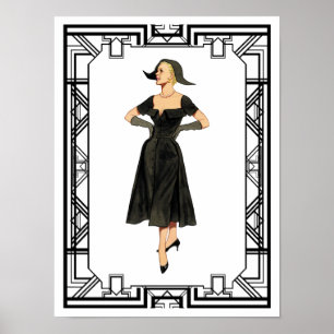 Vintager 50er Abend Retro Fashion Illustration Poster