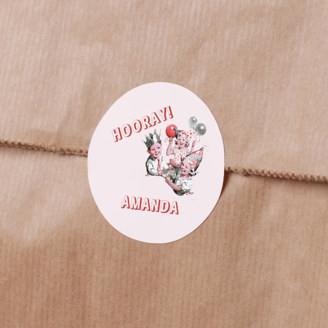 Vintager 50er Classic Simple Children - Geburtsnam Runder Aufkleber (Von Creator hochgeladen)