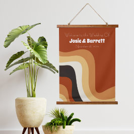 Vintager 70er Abstrakt Burnt Orange Wedding Willko Wandteppich Mit Holzrahmen