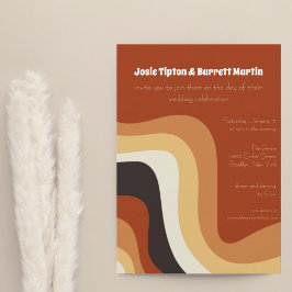 Vintager 70er Abstrakt Waves Burnt Orange Wedding Einladung
