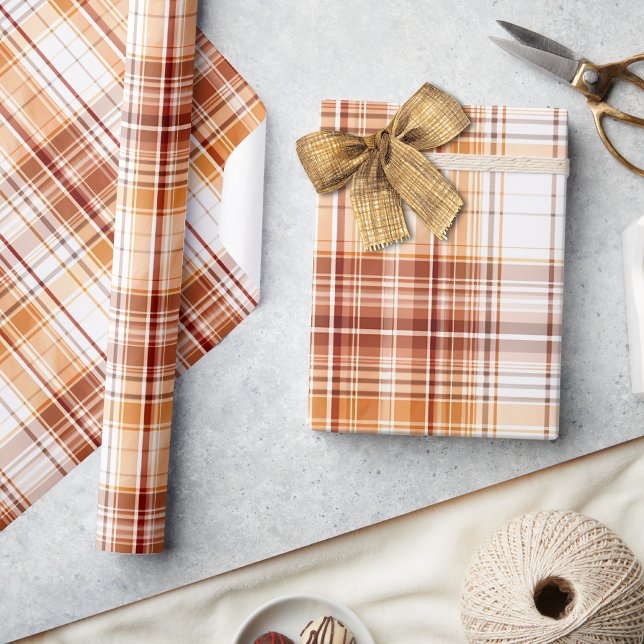 Vintager 70er Brown Kariert Bauernhof Lux Weihnach Geschenkpapier (Vintage 70s Brown Plaid Farmhouse Lux Christmas Wrapping Paper seventies retro checked pattern 1970s)