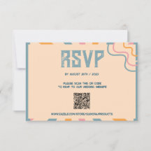 Vintager 70er florale RSVP-Karte mit QR-Code