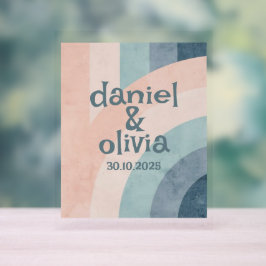 Vintager 70er Rainbow Wedding Acrylschild