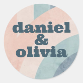 Vintager 70er Rainbow Wedding Runder Aufkleber