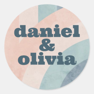 Vintager 70er Rainbow Wedding Runder Aufkleber