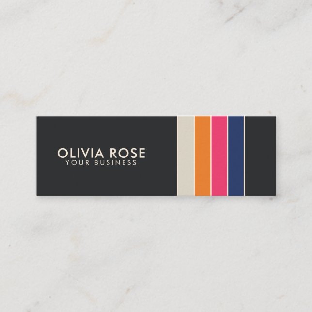 Vintager 70er Retro Streifen Mini Visitenkarte (Vorderseite)