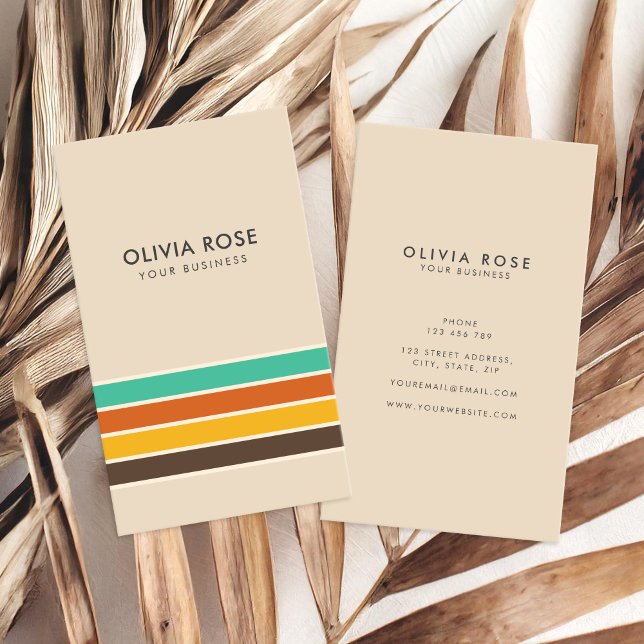 Vintager 70er Retro Streifen Visitenkarte (Von Creator hochgeladen)