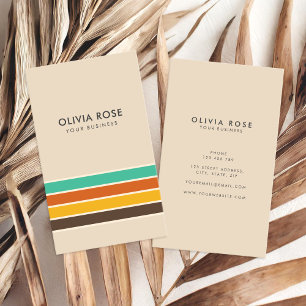 Vintager 70er Retro Streifen Visitenkarte