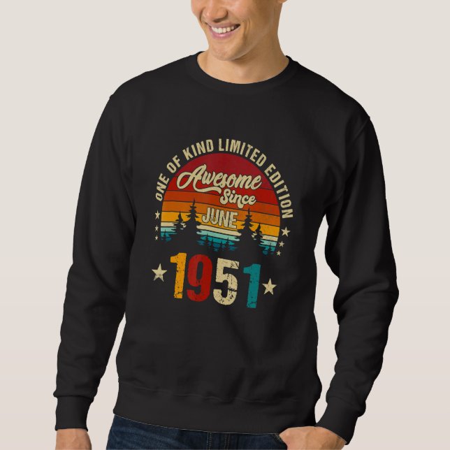 Vintager 71. Geburtstag Phantastisch seit Juni 195 Sweatshirt (Vorderseite)