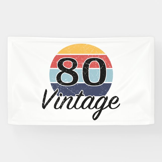 Vintager 80. Geburtstag Sonnenuntergang Banner (Horizontal)