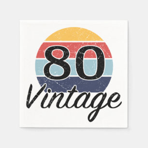 Vintager 80. Geburtstag Sonnenuntergang Serviette